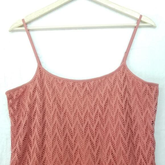 Loft Outlet Cami Tank Top Womens Large Coral Pink Cut Out Overlay Layer - Picture 3 of 9
